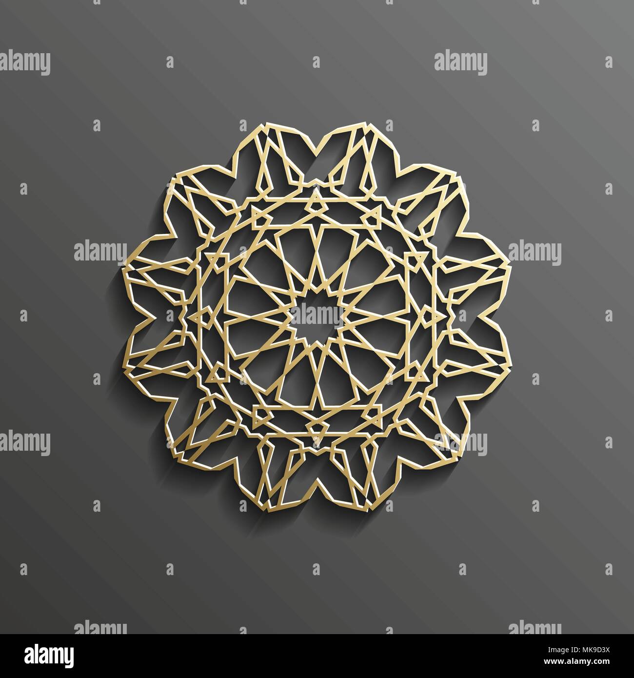 3d gold islamique sur toute l'arrière-plan foncé mandala ornement architectural design texture musulmane . Peut être utilisé pour des brochures invitations,persian Illustration de Vecteur