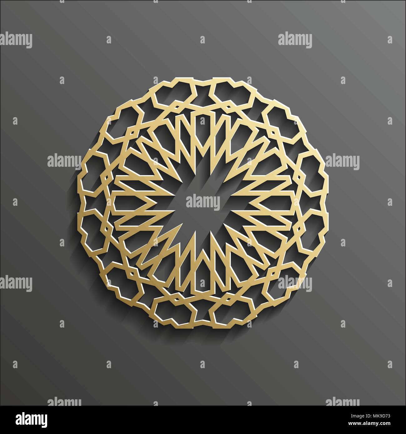 3d gold islamique sur toute l'arrière-plan foncé mandala ornement architectural design texture musulmane . Peut être utilisé pour des brochures invitations,persian Illustration de Vecteur