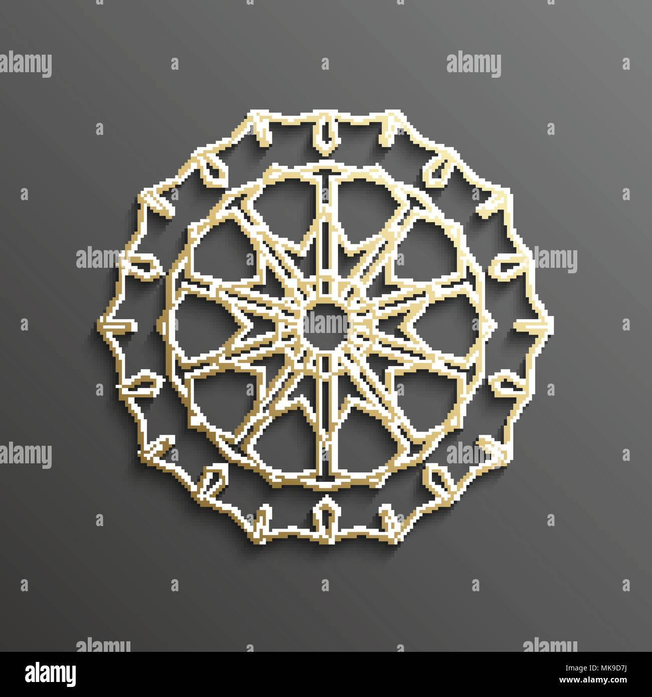 3d gold islamique sur toute l'arrière-plan foncé mandala ornement architectural design texture musulmane . Peut être utilisé pour des brochures invitations,persian Illustration de Vecteur