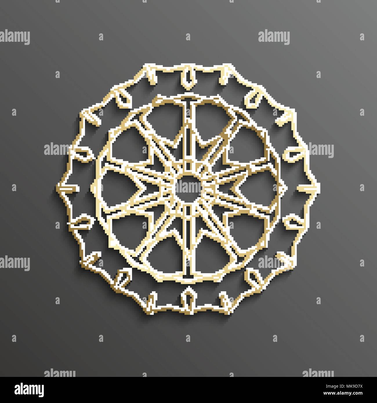 3d gold islamique sur toute l'arrière-plan foncé mandala ornement architectural design texture musulmane . Peut être utilisé pour des brochures invitations,persian Illustration de Vecteur