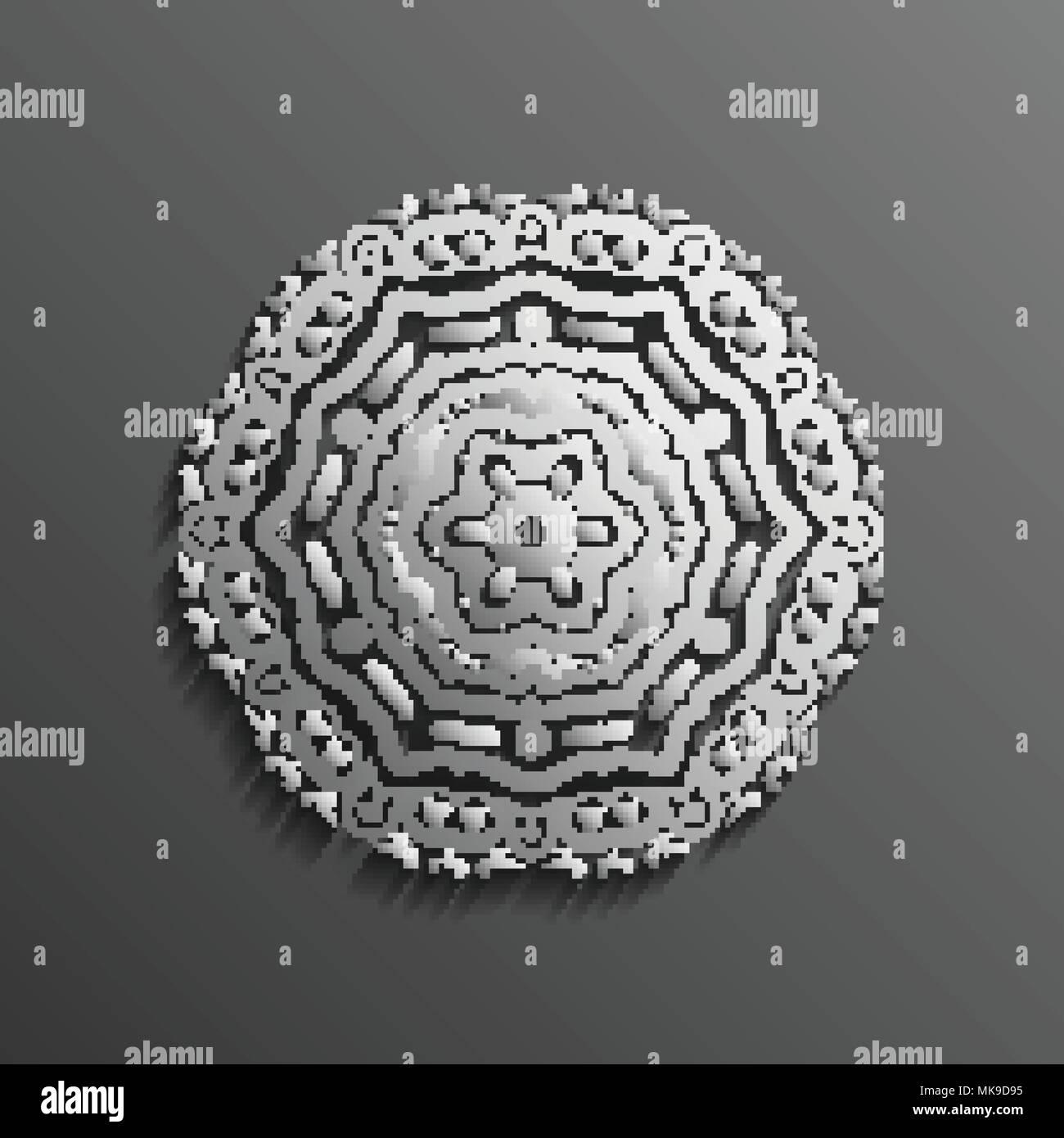 3d sur islamique mandala tour sombre fond ornement musulman architectural design texture . Peut être utilisé pour des brochures, des invitations Illustration de Vecteur