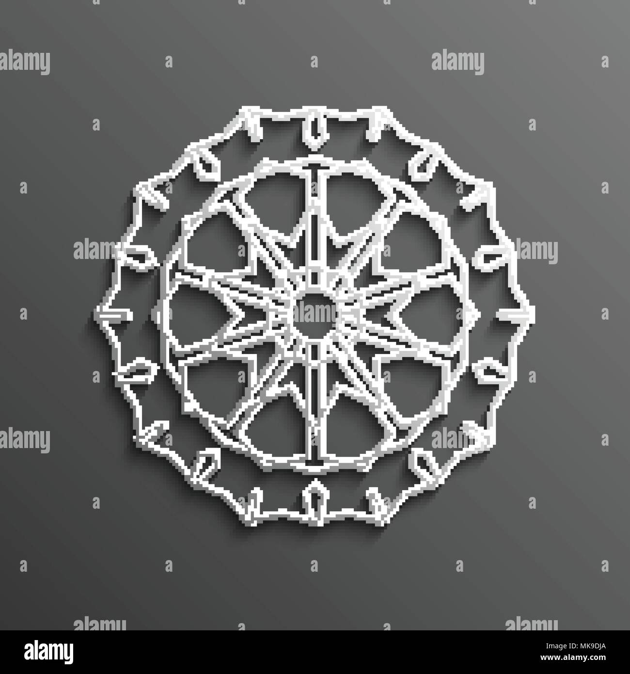 3d sur islamique mandala tour sombre fond ornement musulman architectural design texture . Peut être utilisé pour des brochures, des invitations Illustration de Vecteur