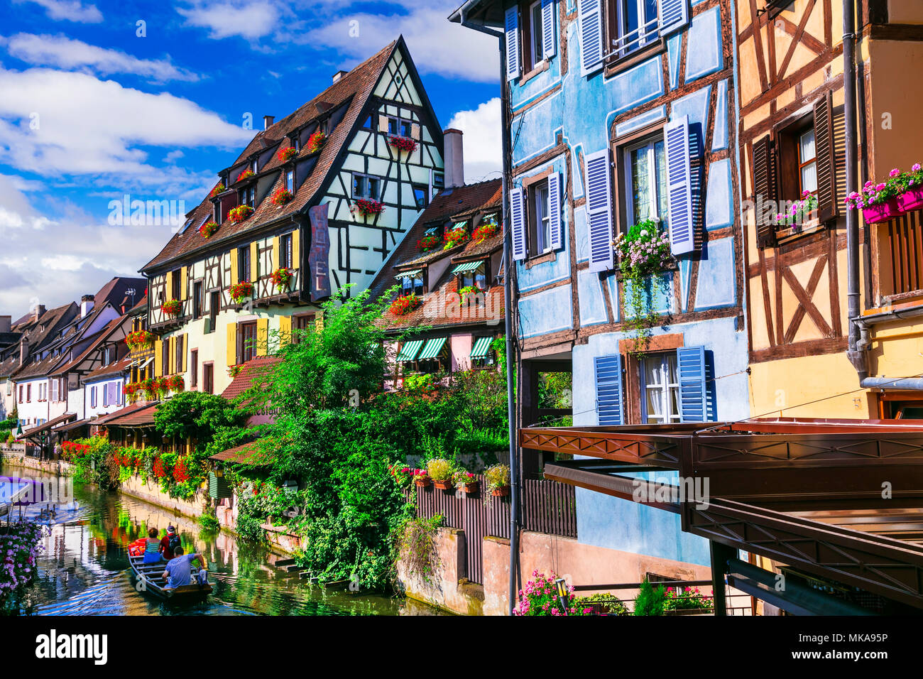 Maisons colorées traditionnelles à Colmar ville,Alsace,France. Banque D'Images