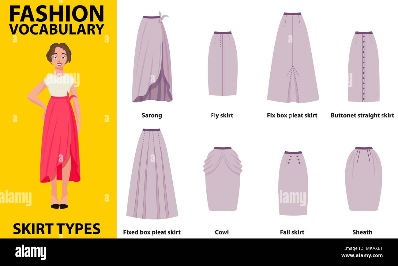 Collections de vocabulaire jupe simple classique standard des jupes. De  nombreux types de jupes vecteur vecteur affiage sur nice Image Vectorielle  Stock - Alamy