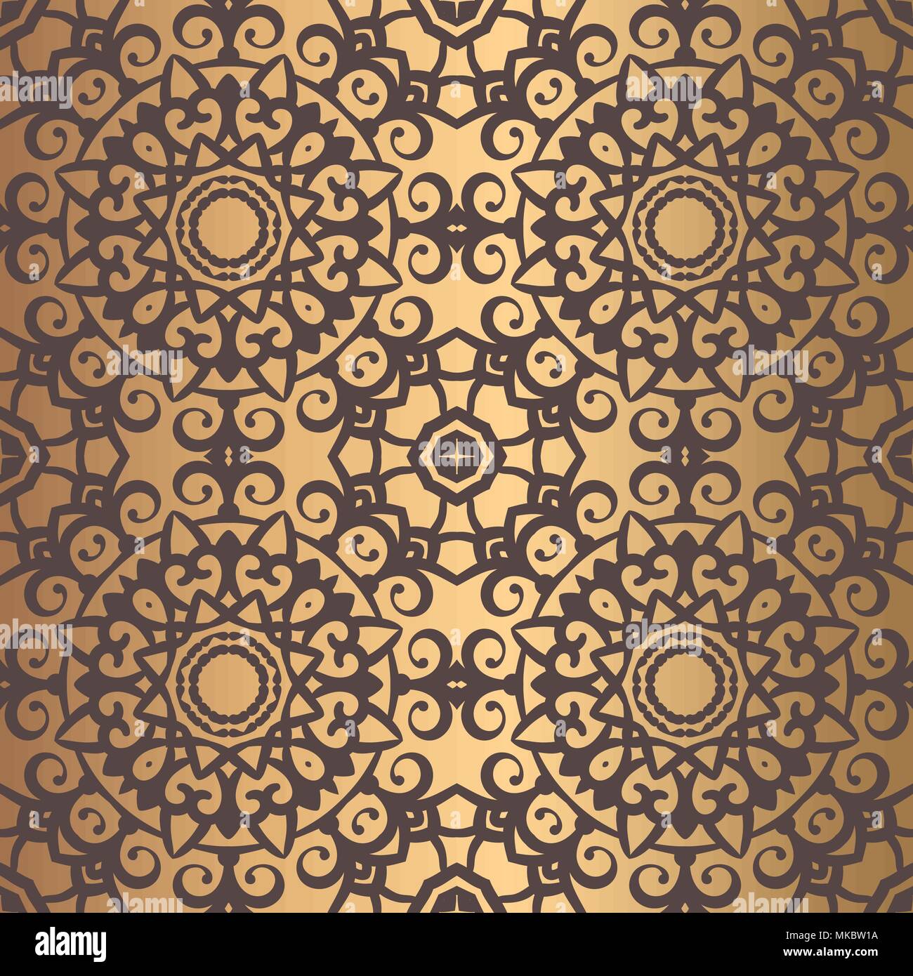 Motif Arabesque d'or Illustration de Vecteur