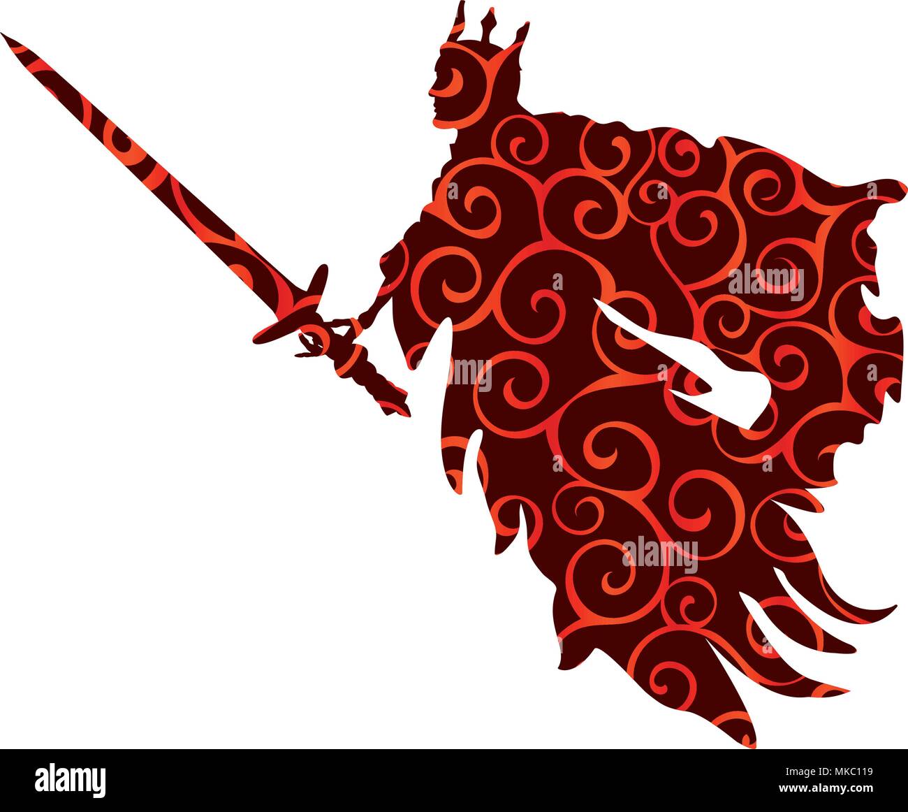 Le roi fantôme silhouette modèle monstre effrayant fantasy Illustration de Vecteur