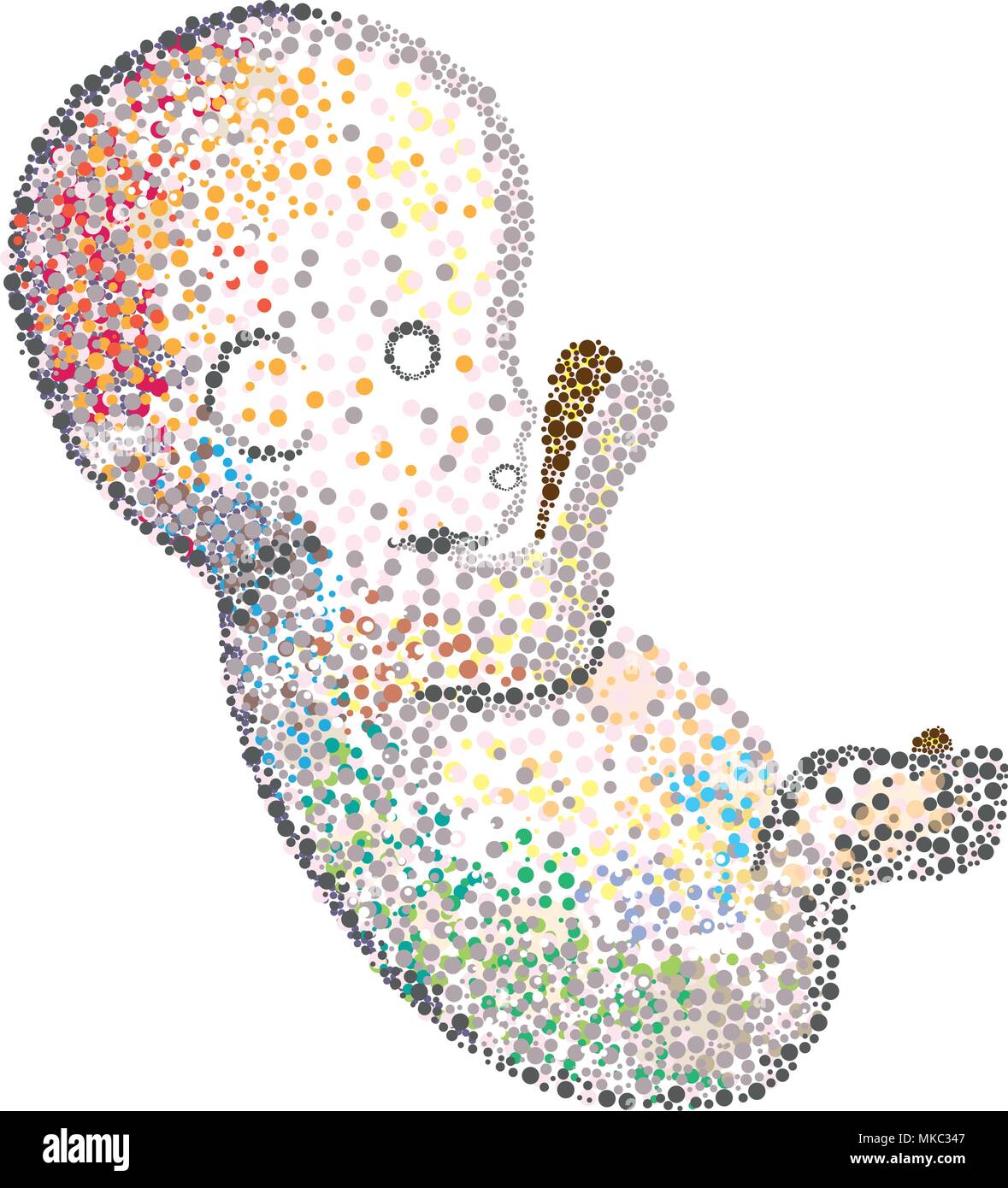 Foetus humain mosaic repéré représentation de lignage cellulaire unique de dessiner dans la biologie du développement. Carte d'anniversaire des idées ! Illustration de Vecteur