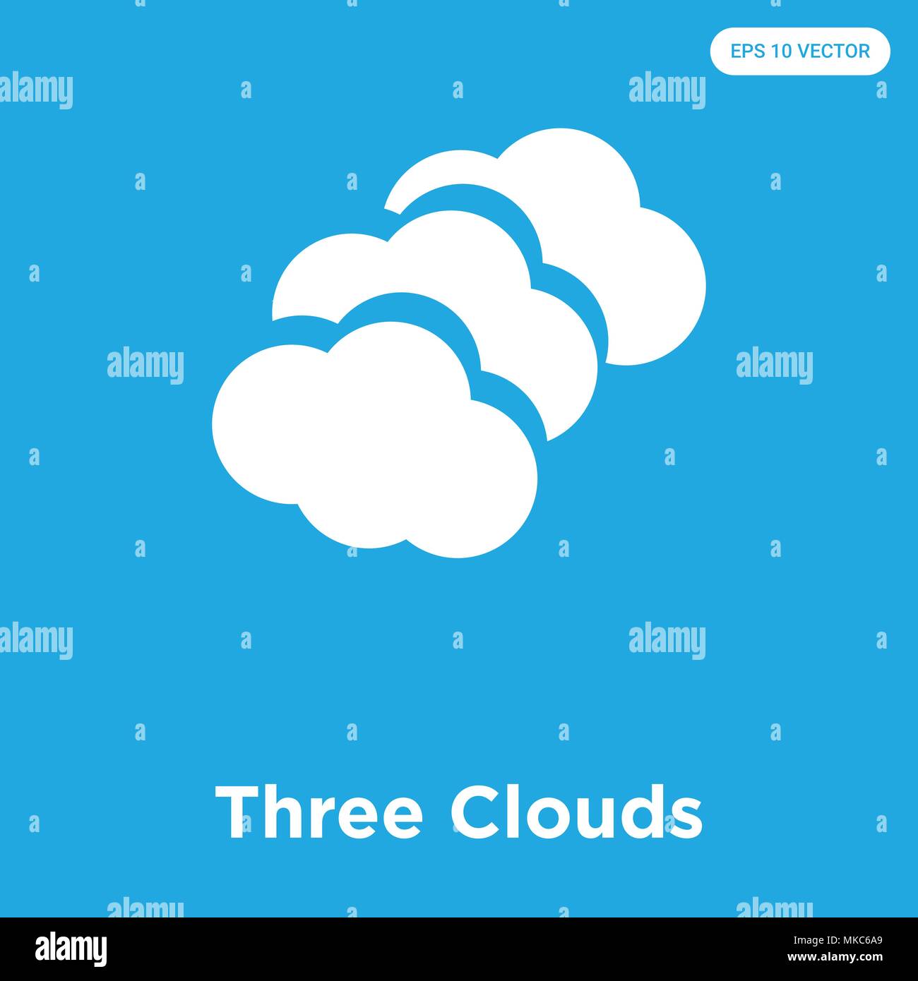 Trois nuages icône vecteur isolé sur fond bleu, signe et symbole Illustration de Vecteur