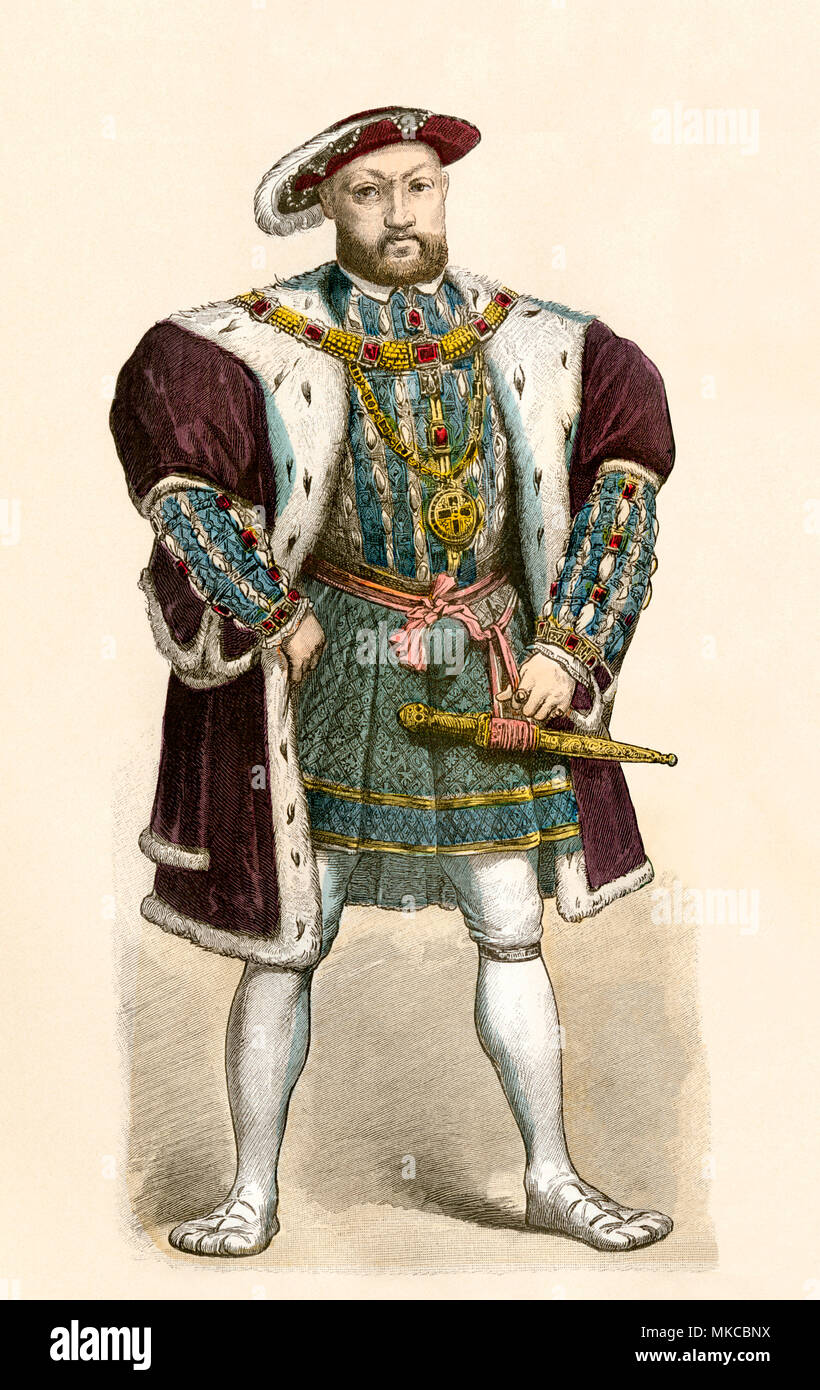 Roi d'Angleterre Henry VIII. Impression couleur à la main Banque D'Images