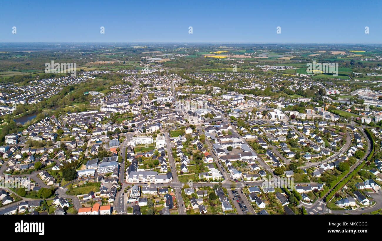 Photographie aérienne de la ville de Carquefou en Loire Atlantique, France Banque D'Images