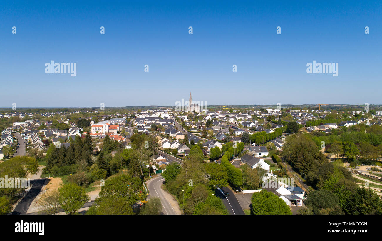 Photographie aérienne de la ville de Carquefou en Loire Atlantique, France Banque D'Images
