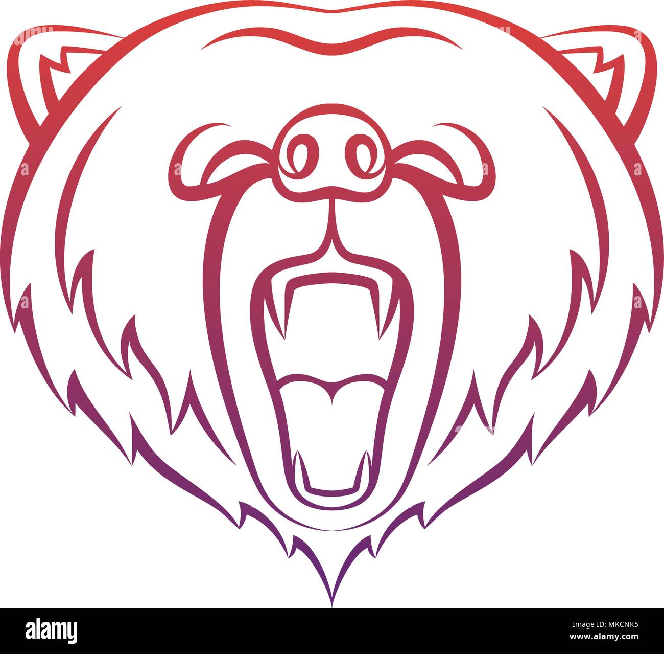 L'icône d'ours rugissant isolé sur un fond blanc. Logo ours, modèle de conception de tatouage, t-shirt print. Animaux sauvages logo contour. Illustration de Vecteur