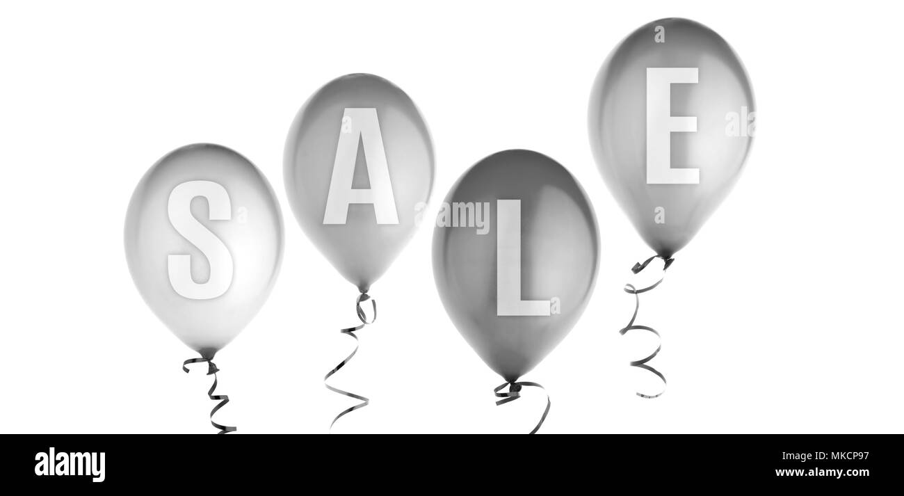 Ballons avec texte vente isolé sur fond blanc. Template design bannière Banque D'Images