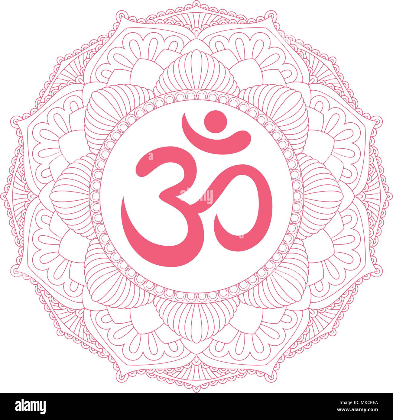 Symbole Aum Om Ohm en série de décoration ornement mandala. Illustration de Vecteur