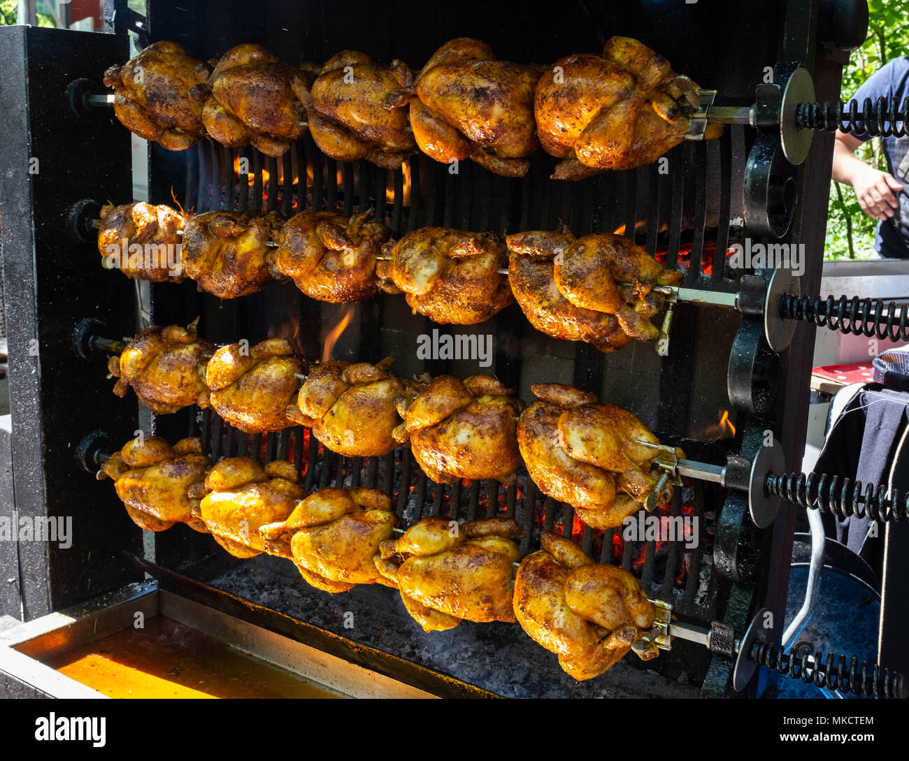 Poulet rôti à la Amsterdam street food market Banque D'Images