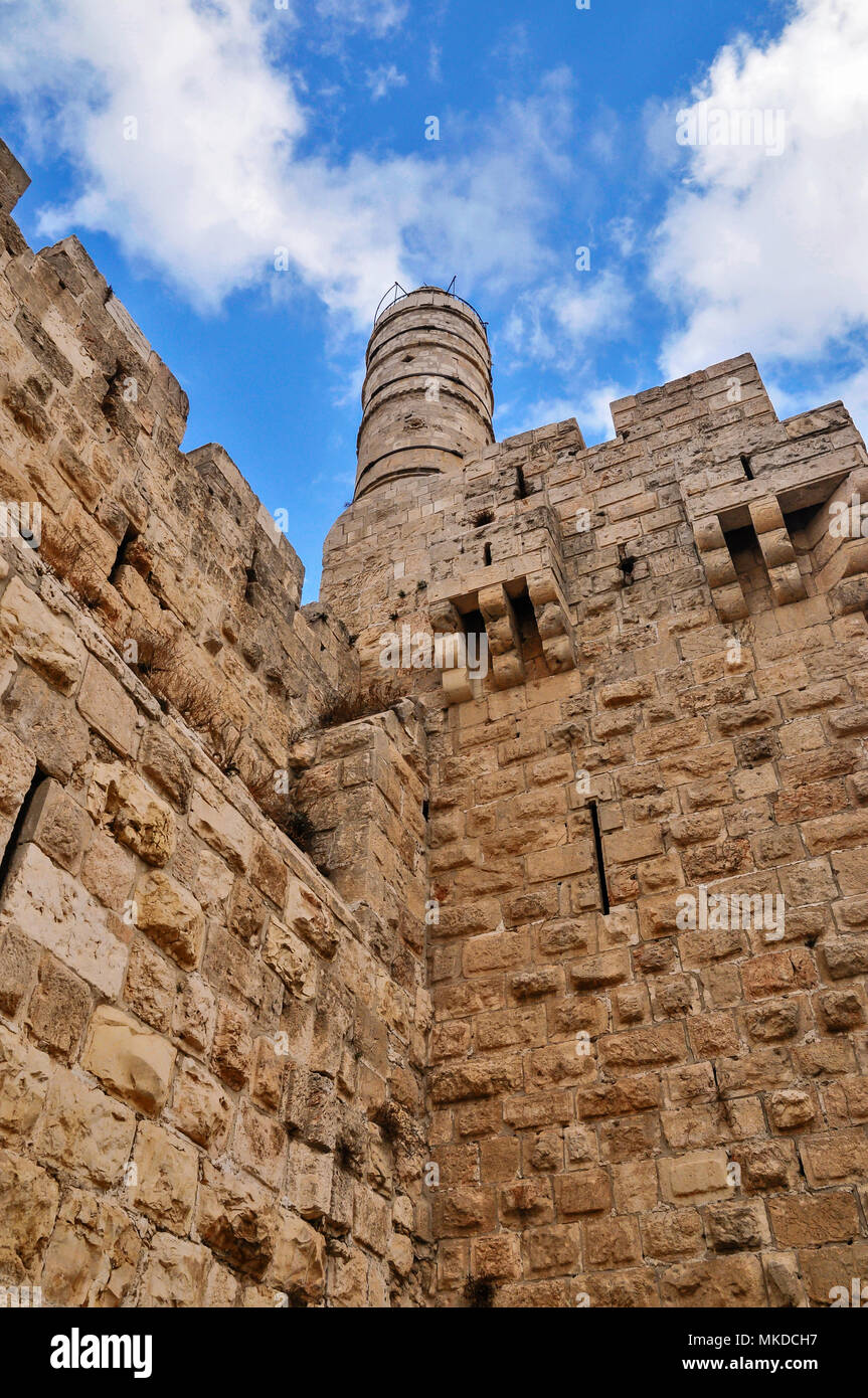 La Tour de David et les murs de la ville., Jérusalem, capitale d'Israël, Asie, Moyen Orient Banque D'Images