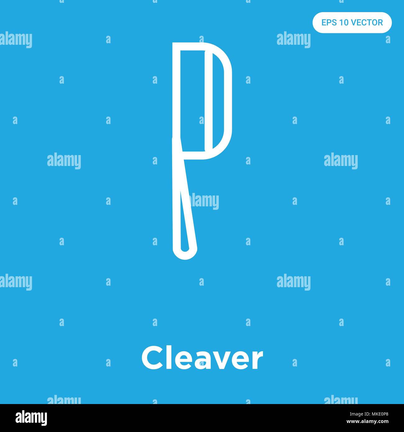 Cleaver icône vecteur isolé sur fond bleu, signe et symbole Illustration de Vecteur