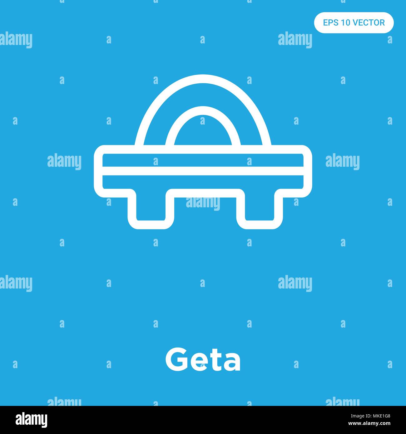 Geta icône vecteur isolé sur fond bleu, signe et symbole Illustration de Vecteur