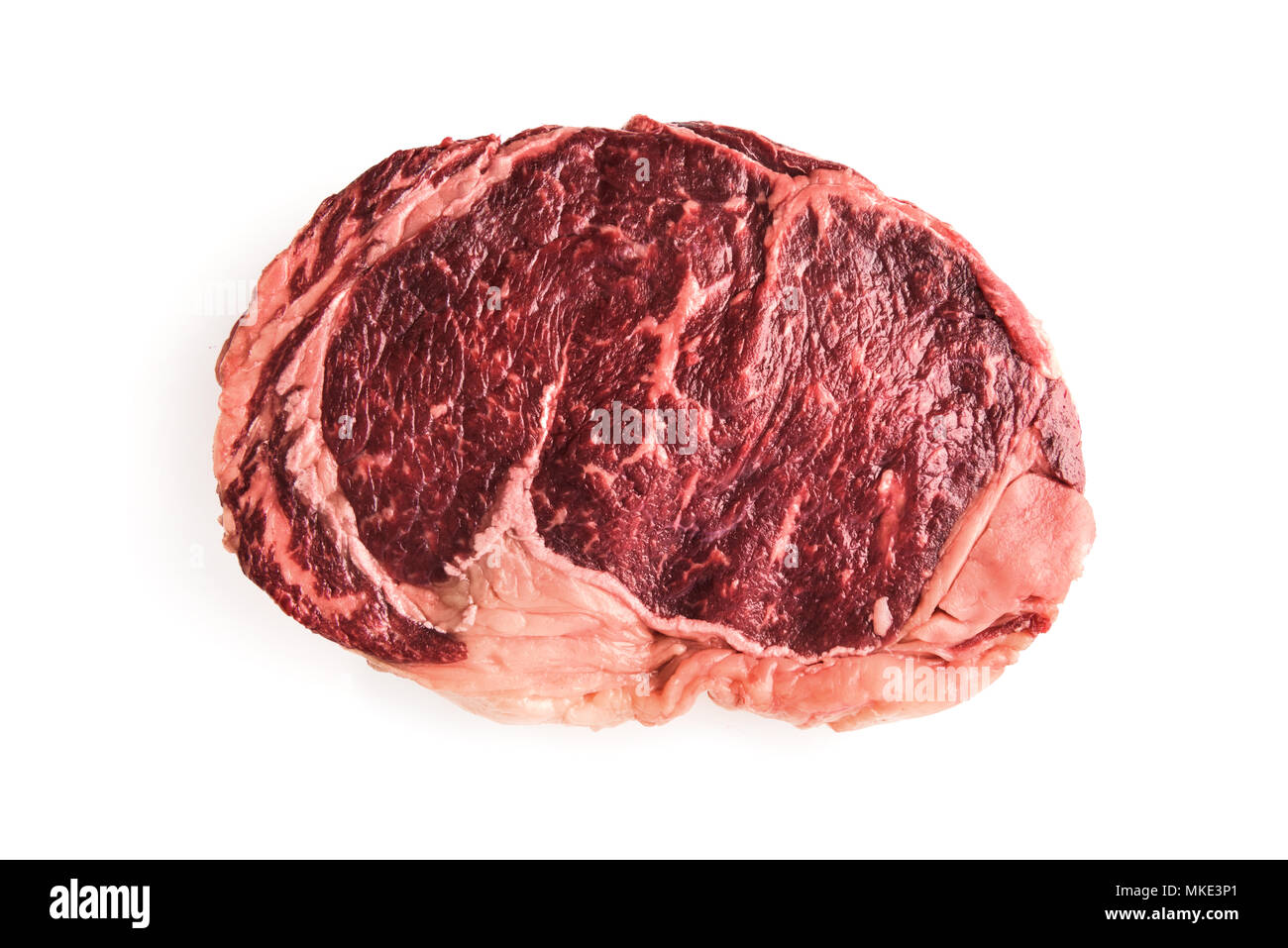 Le persillage Ribeye Steak isolé Banque D'Images