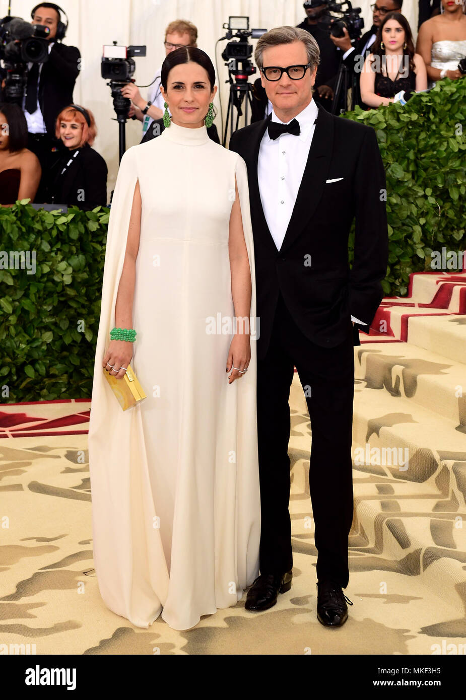 Colin Firth et Livia Firth fréquentant le Metropolitan Museum of Art Costume Institute Gala-bénéfice 2018 à New York, USA. Banque D'Images