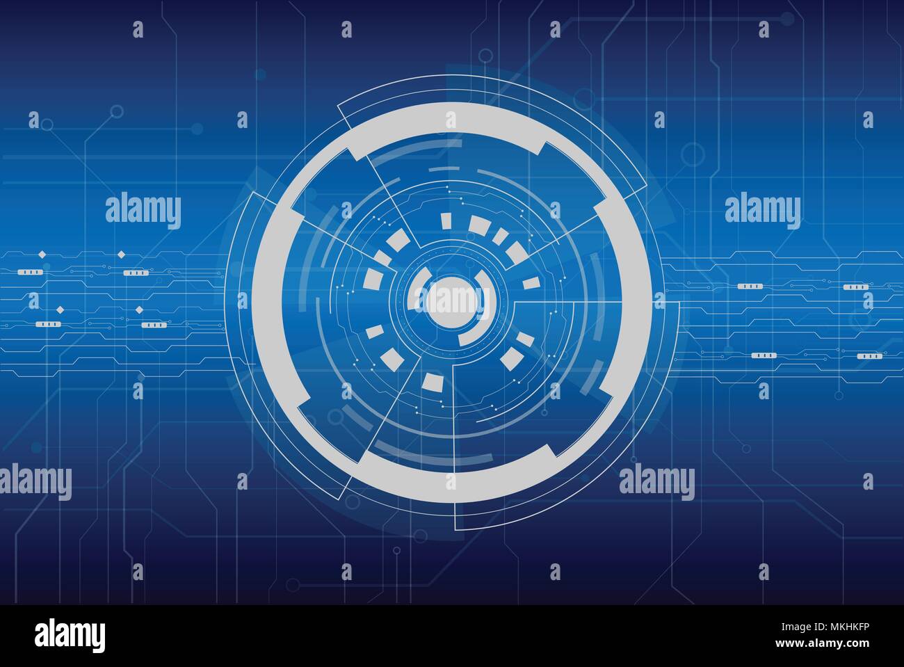 Interface avec hud ligne circuit sur fond bleu vector illustration Illustration de Vecteur