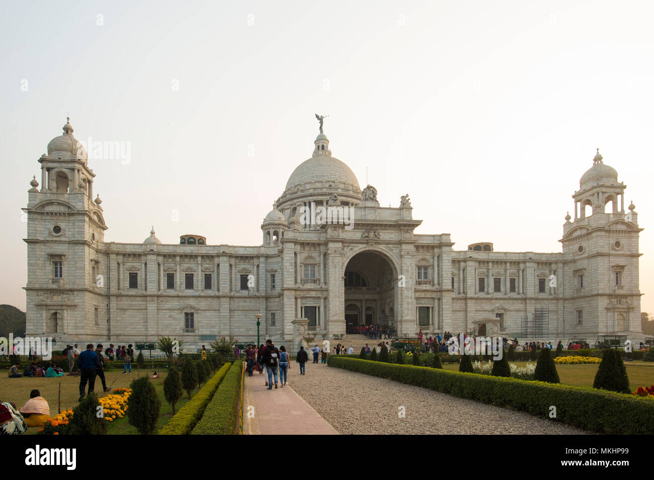 New Delhi - Inde - 28 janvier 2018. Le monument mémorial Victoria est un grand bâtiment de marbre à Kolkata, Bengale occidental, Inde. Banque D'Images