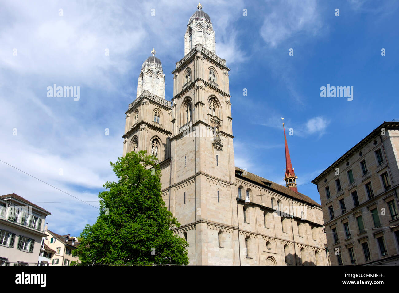 Cathédrale Grossmünster de Zurich, Suisse, Europe Banque D'Images