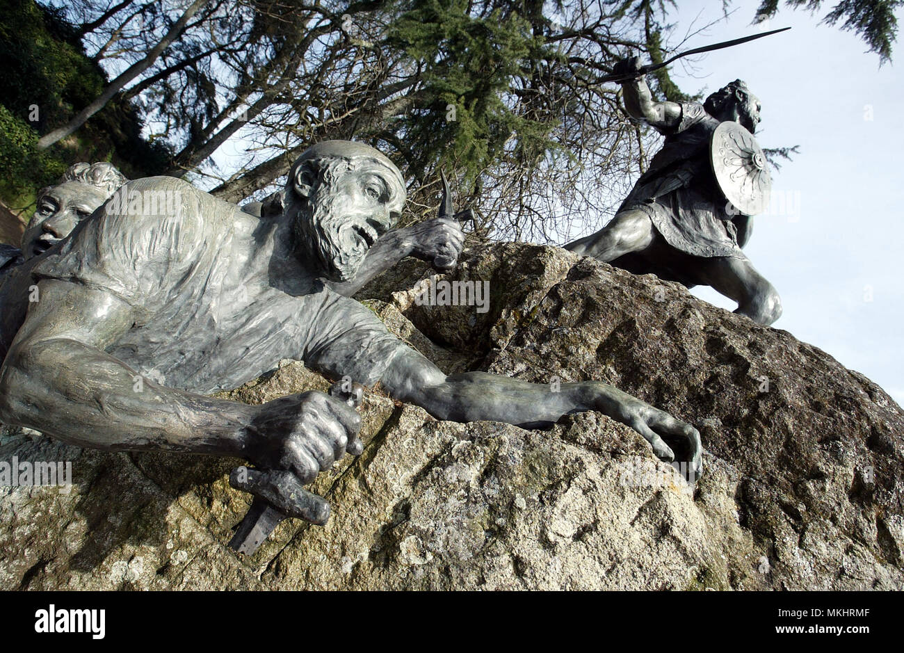 Statue de héros lusitanien Viriato à Viseu, Portugal Banque D'Images