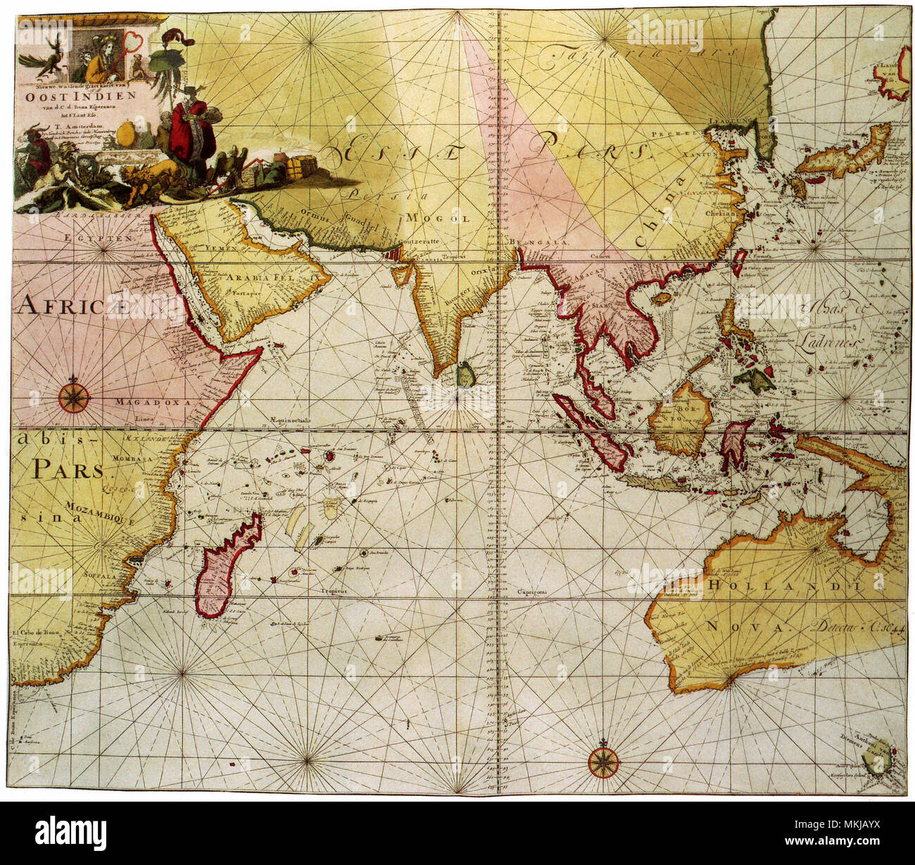 Plan de l'océan Indien 1700 Banque D'Images