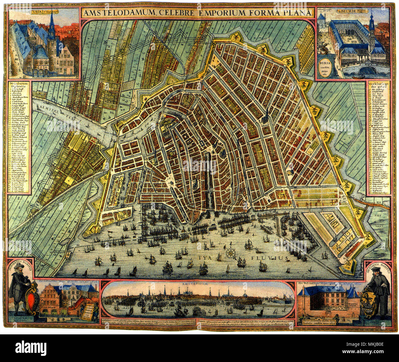 La carte d'Amsterdam 1633 Banque D'Images