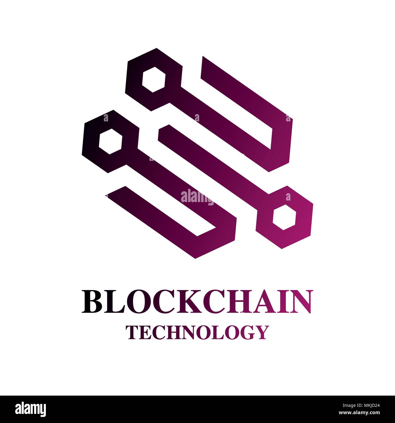 Blockchain Cryptocurrency Logo. La technologie de réseau informatique moderne signe. Symbole graphique numérique. Élément de Design Concept Illustration de Vecteur
