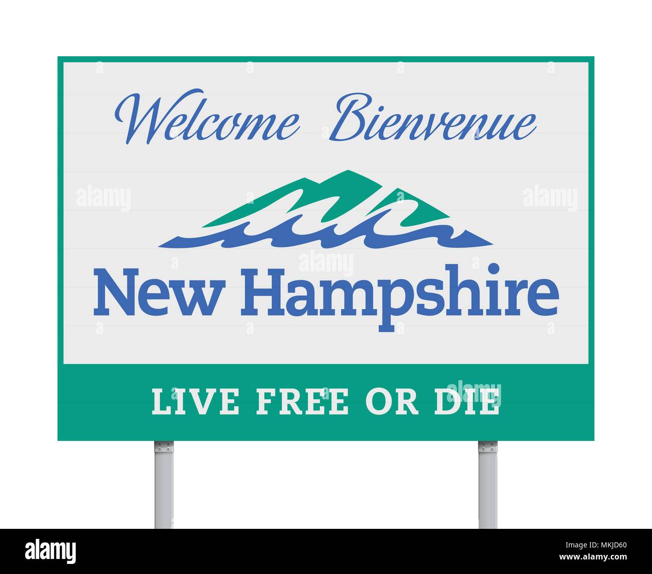 Vector illustration de la bienvenue à New Hampshire road sign avec la traduction française de bienvenue Illustration de Vecteur