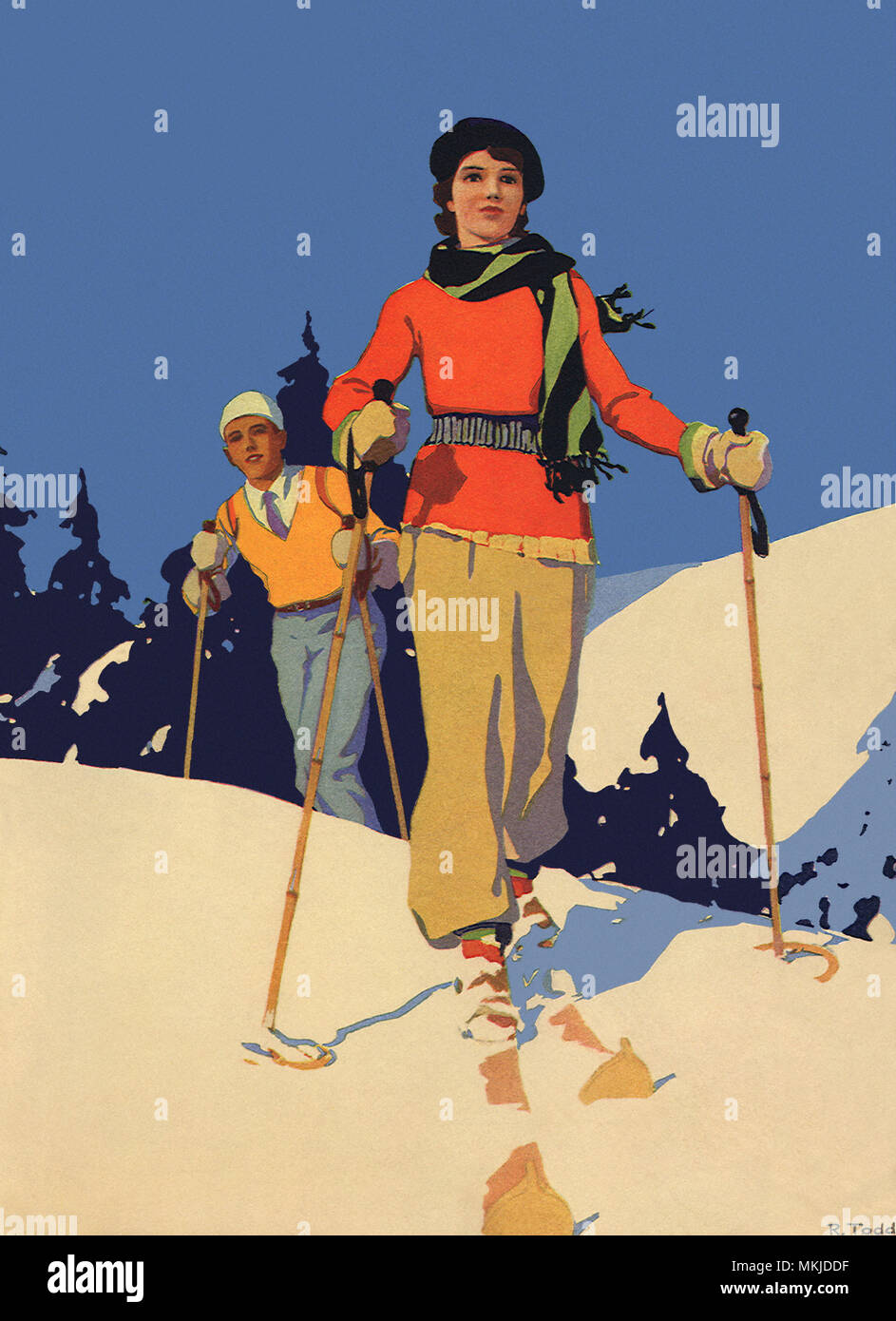 Les skieurs de fond Banque D'Images