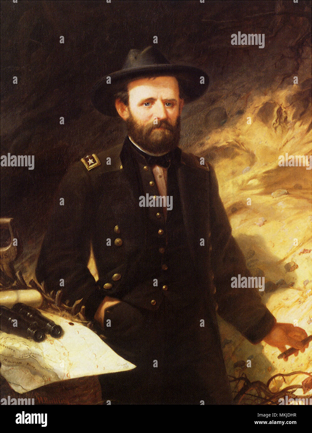 Général Ulysses S. Grant dans les tranchées Banque D'Images