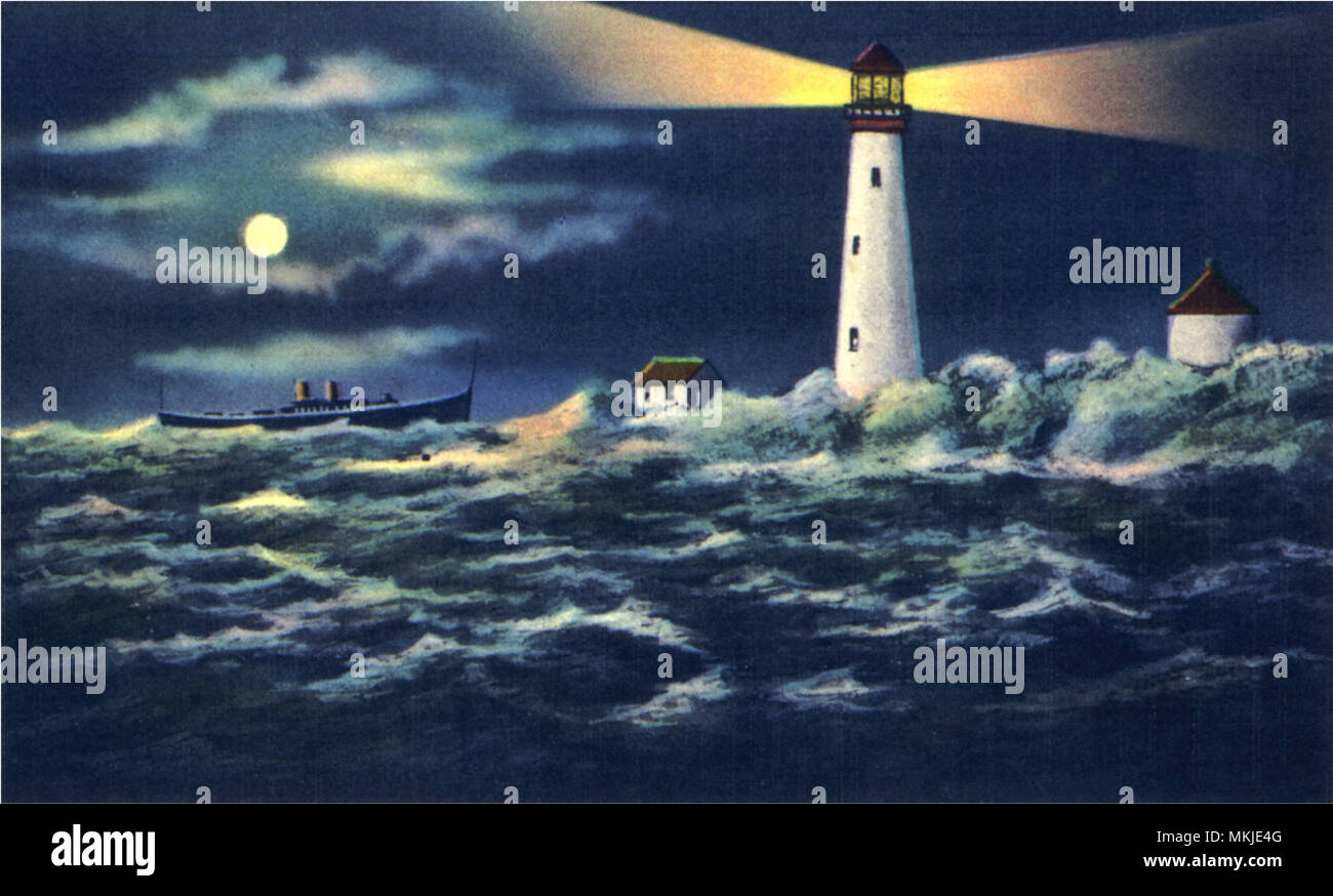 Tombes de lumière la nuit, le port de Boston Banque D'Images