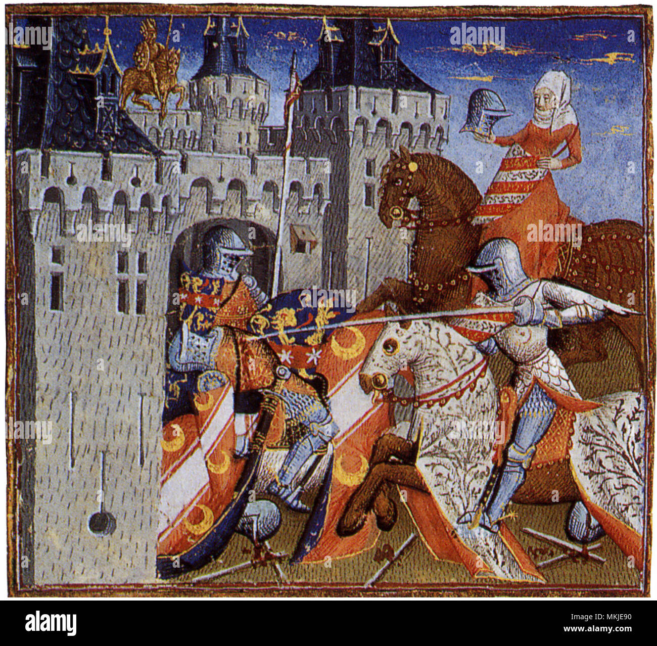 Sir Lancelot dans la bataille 1450 Banque D'Images