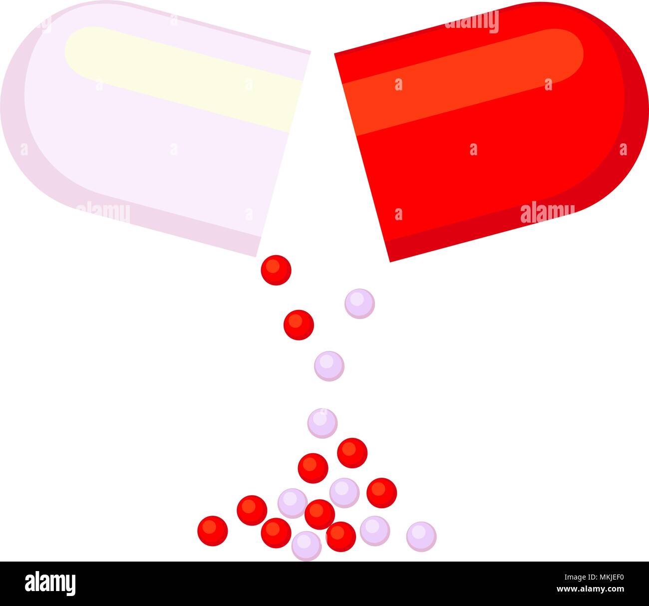 Cartoon coloré ouvrir comprimé médicament isolé sur fond blanc. Le thème de la santé pour l'illustration vectorielle, icône, sticker, signer, patch, certificat ba Illustration de Vecteur