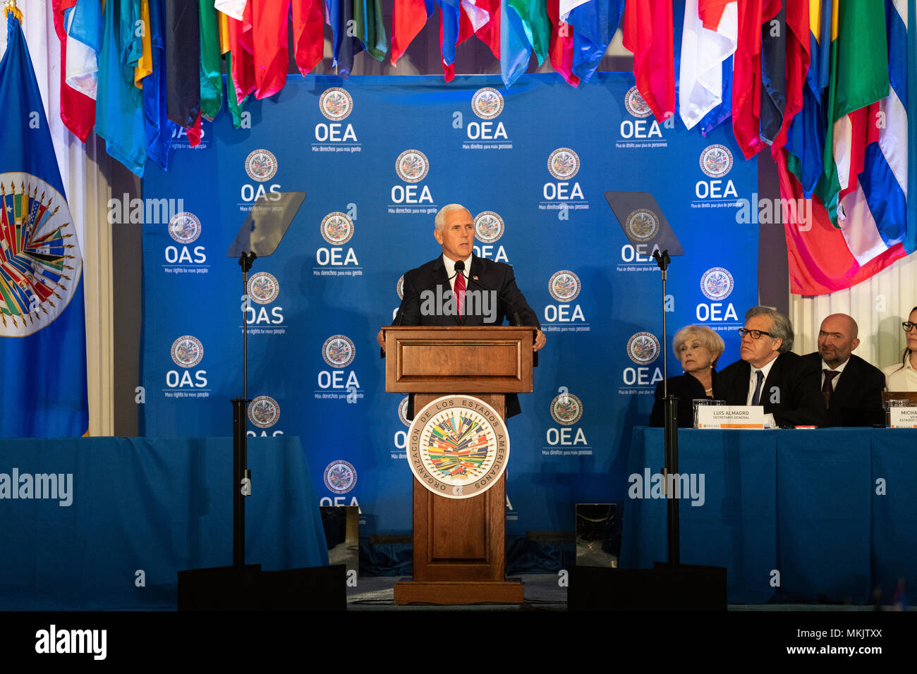 Le Vice-président américain Mike Pence à l'Organisation des États américains à Washington, DC. Banque D'Images