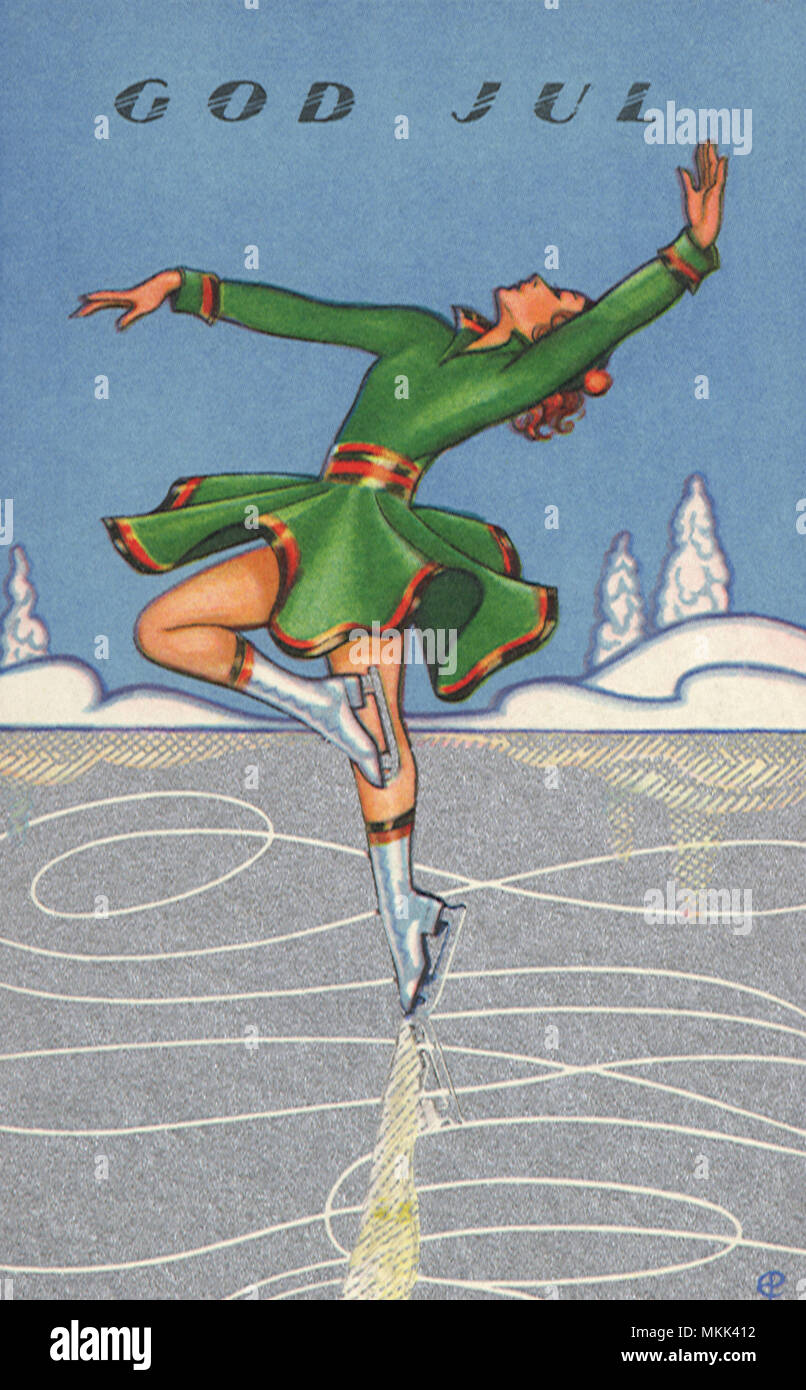 Femme Ice-Skating Banque D'Images