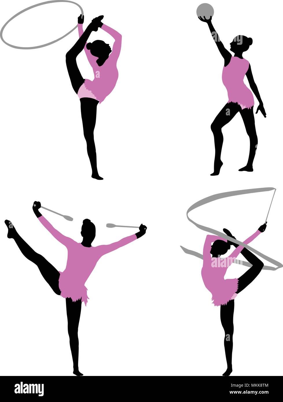 Gymnastique rythmique - vector silhouettes Illustration de Vecteur