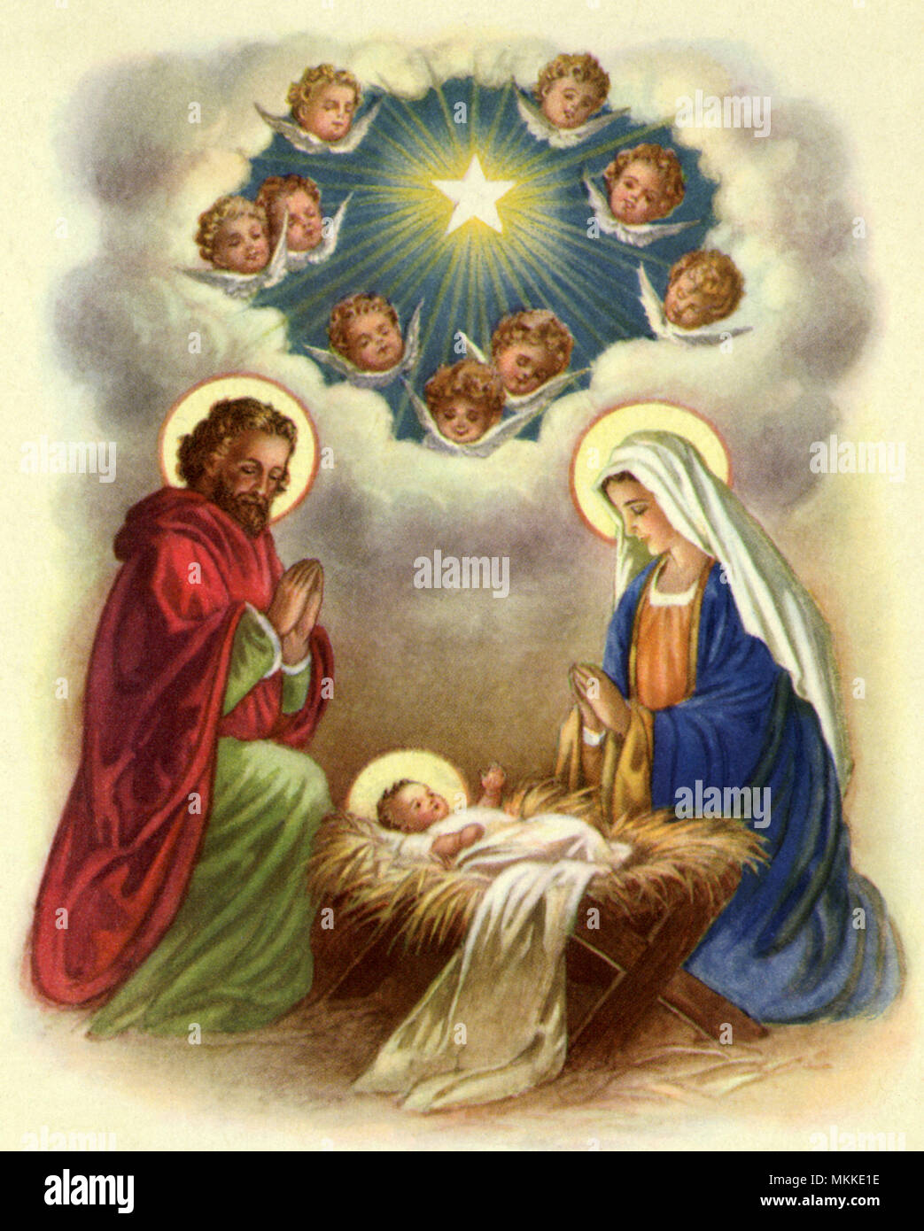 Nativité avec des anges Banque D'Images