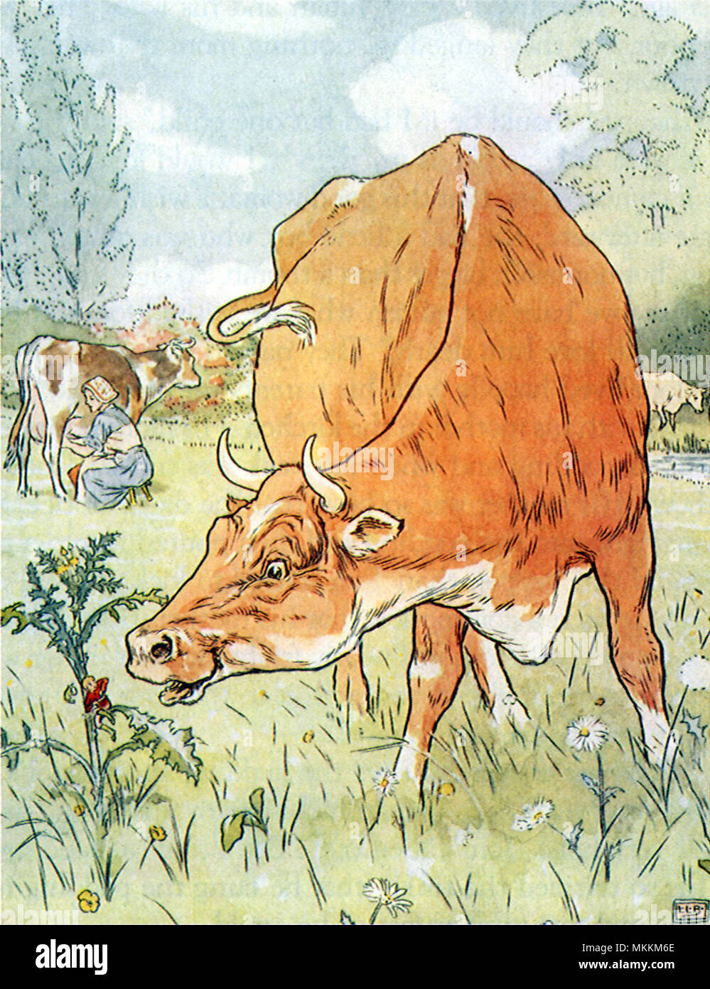 Tom Pouce voit la vache Banque D'Images Tom Pouce voit la vache Banque D'Images