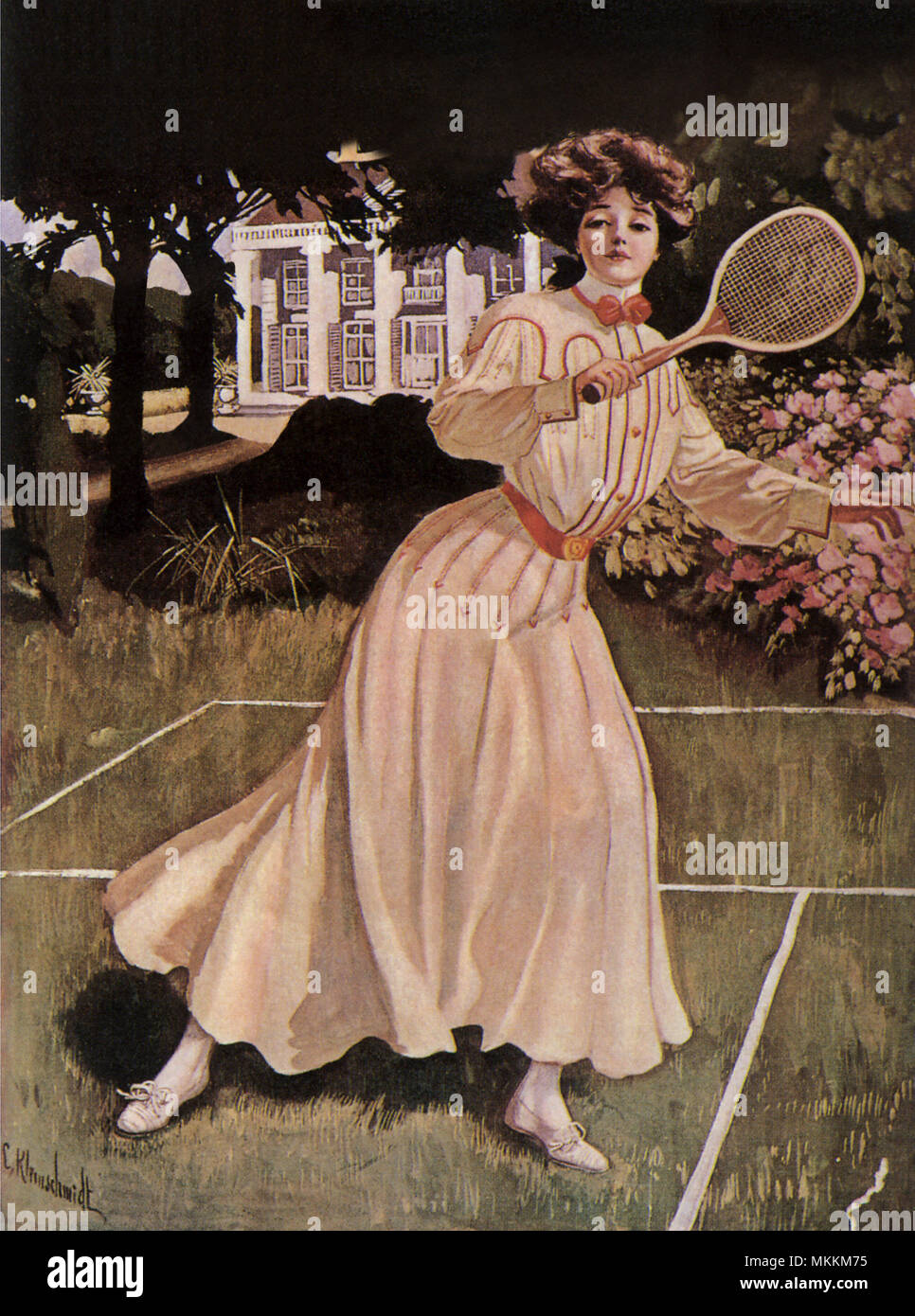 Dame jouant au tennis Banque D'Images