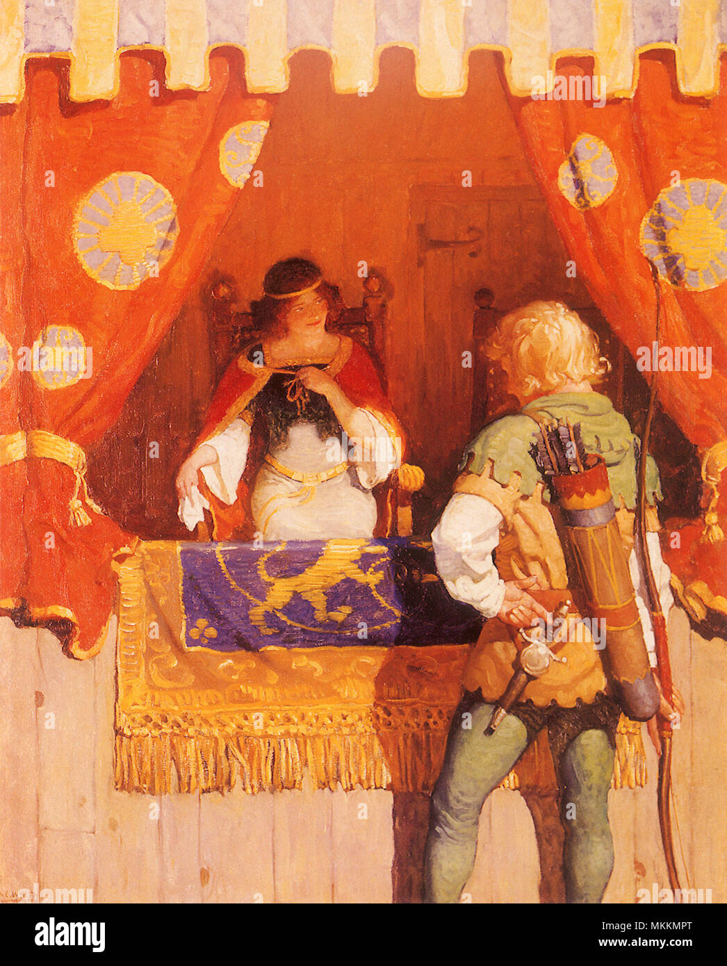 Robin répond à Maid Marion Banque D'Images