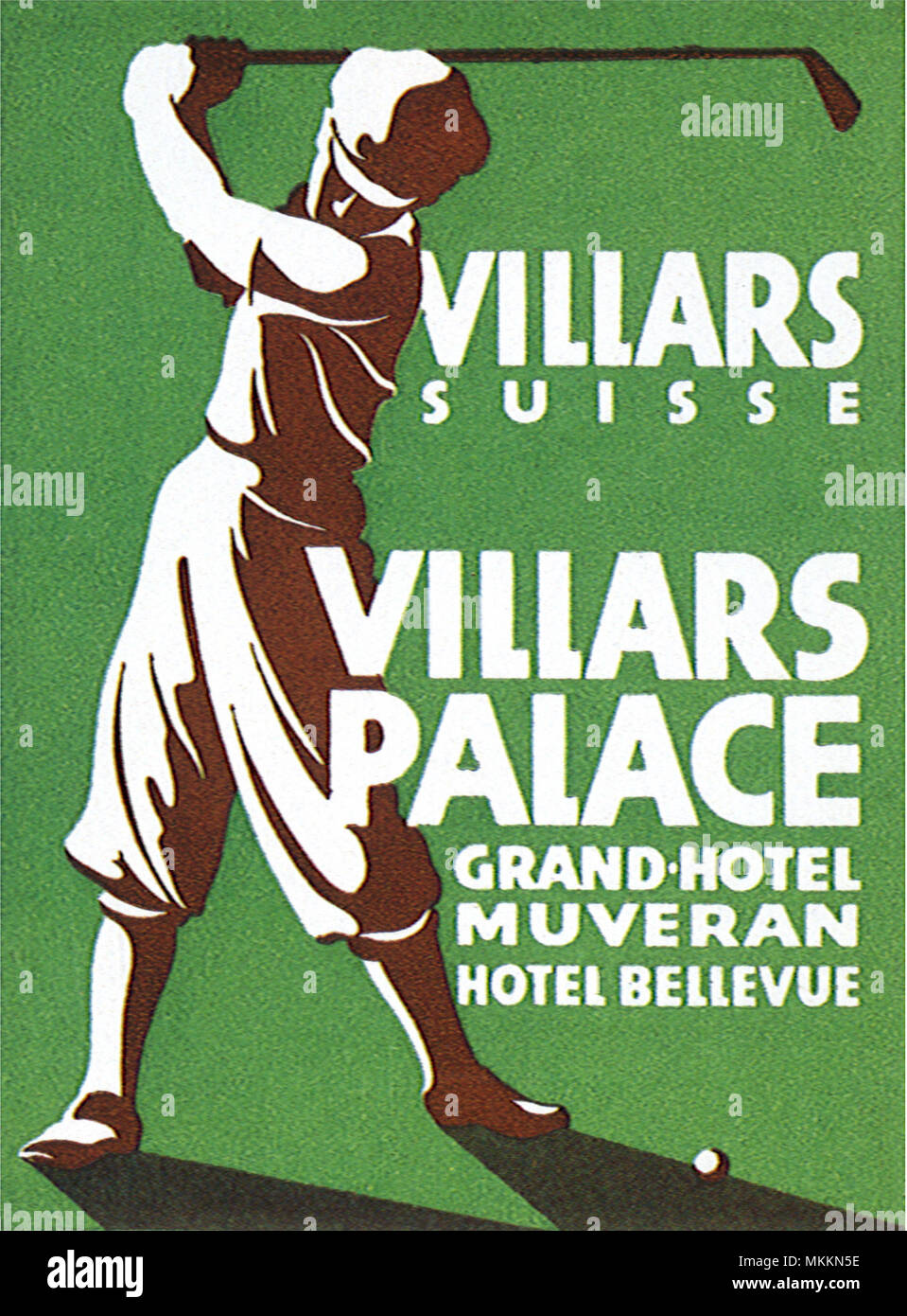 Assurance Label showing Man Golfing Banque D'Images