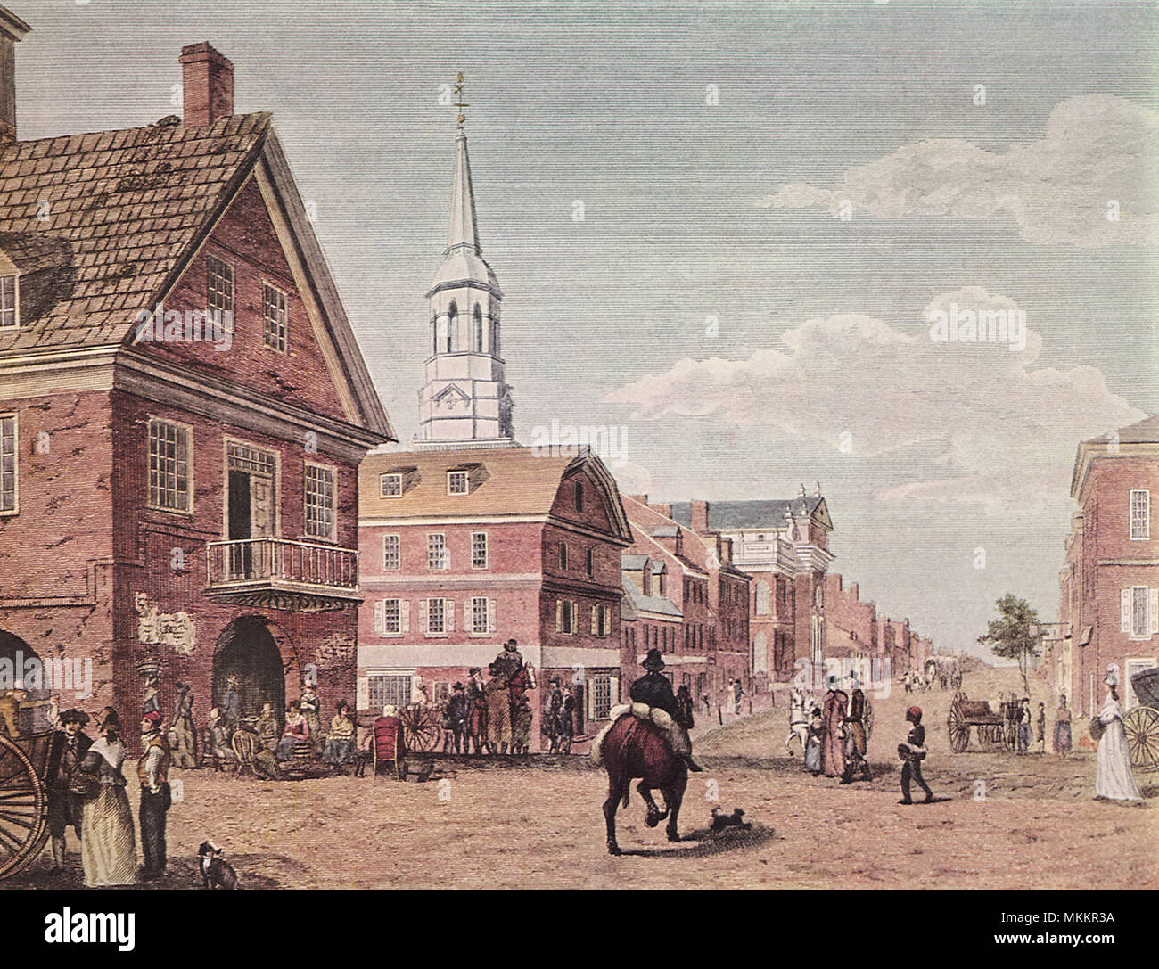 Deuxième et de High Street. Philadelphie. 1799 Banque D'Images