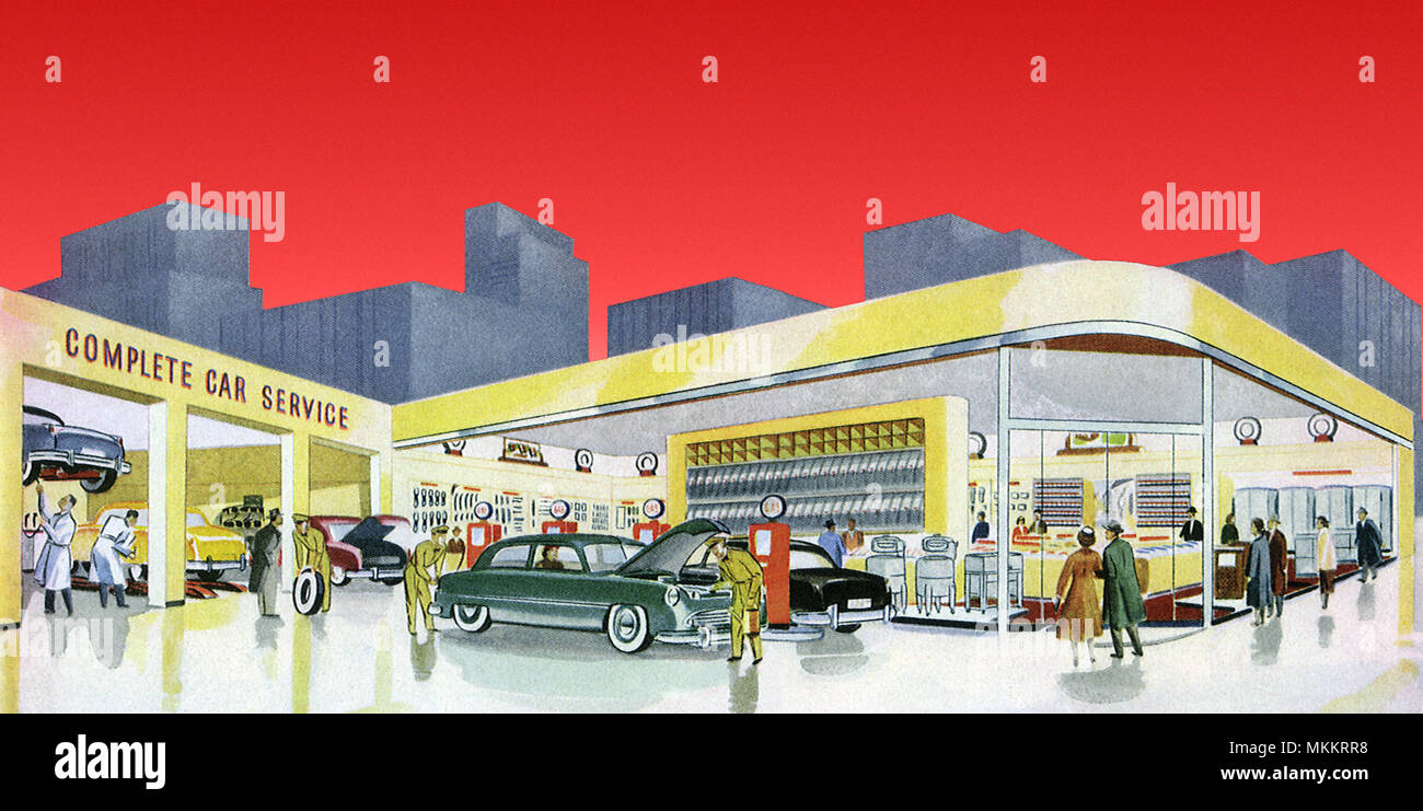 1950 Service Station Banque D'Images