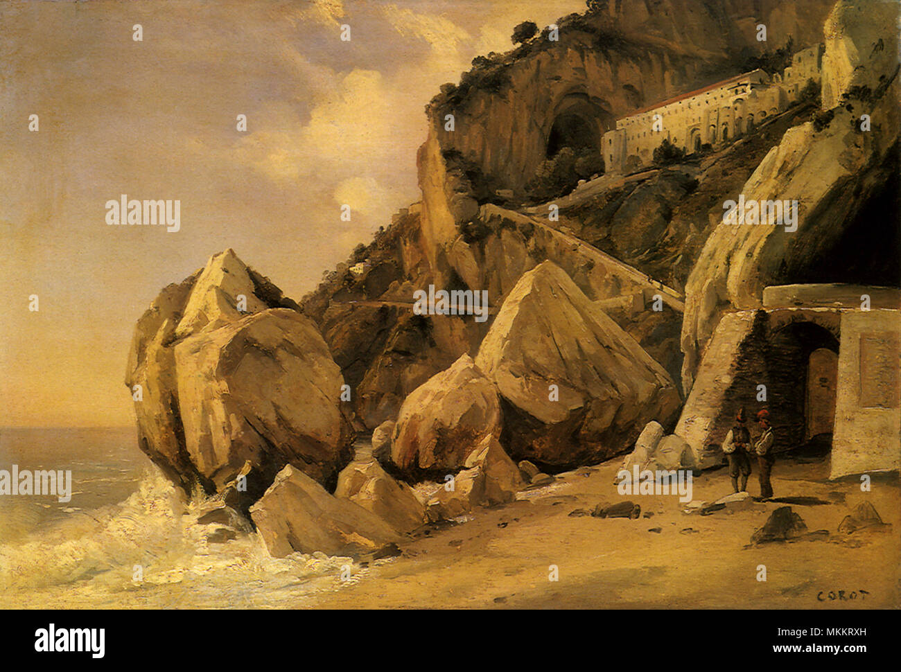 Les hommes et les roches à Grotto Banque D'Images