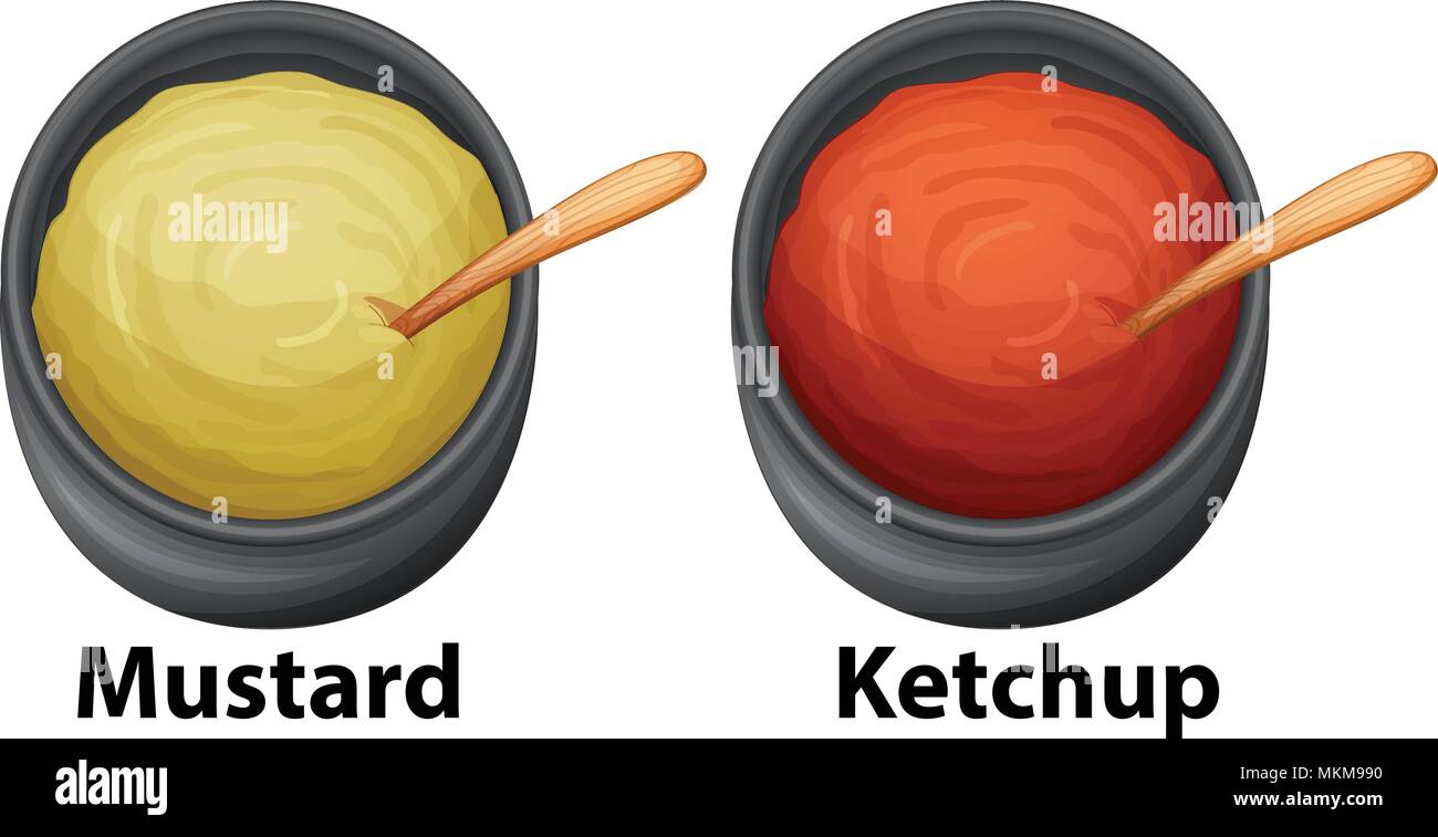 La moutarde et le ketchup sur fond blanc illustration Illustration de Vecteur
