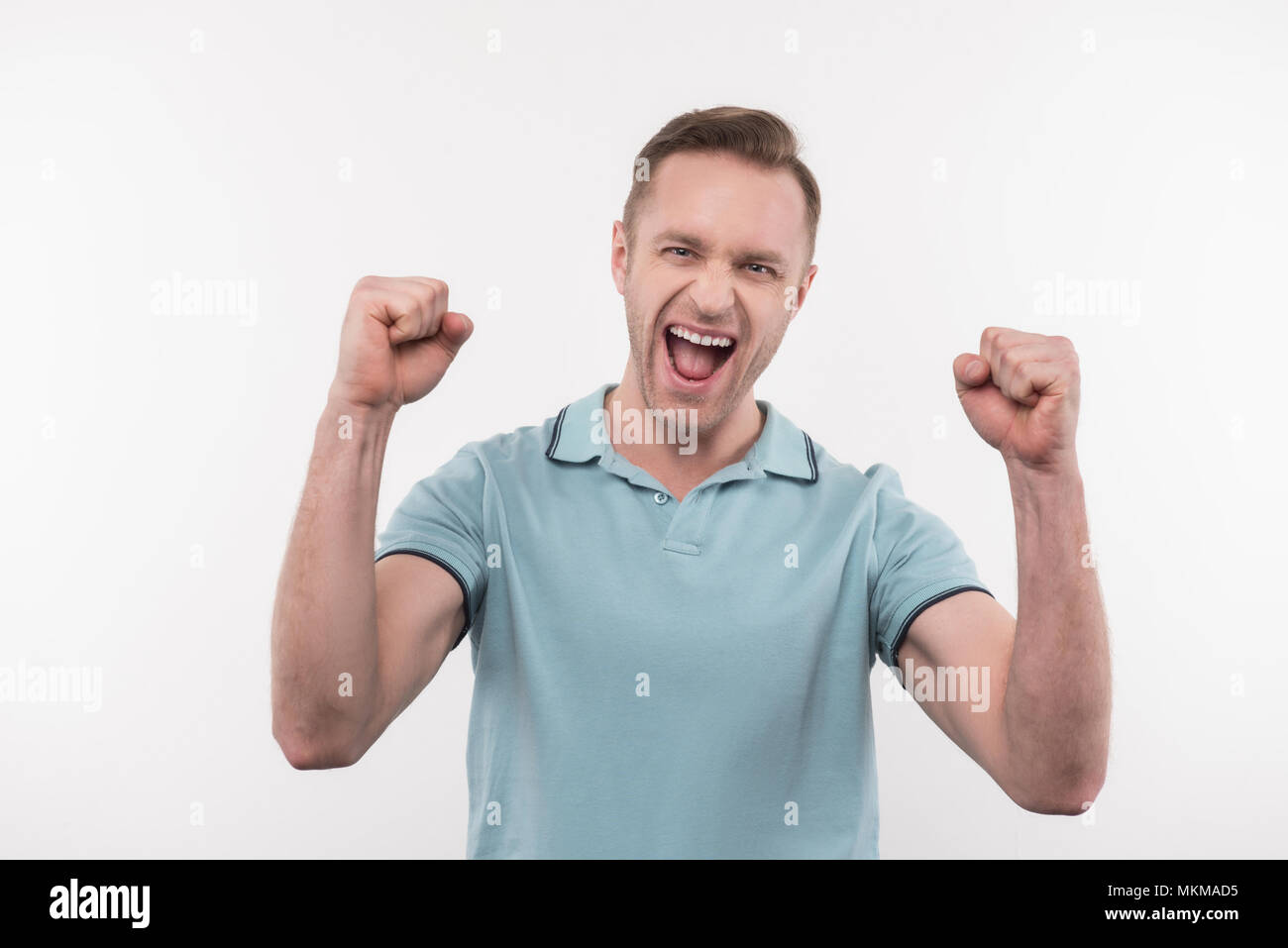 Un homme joyeux work Banque D'Images